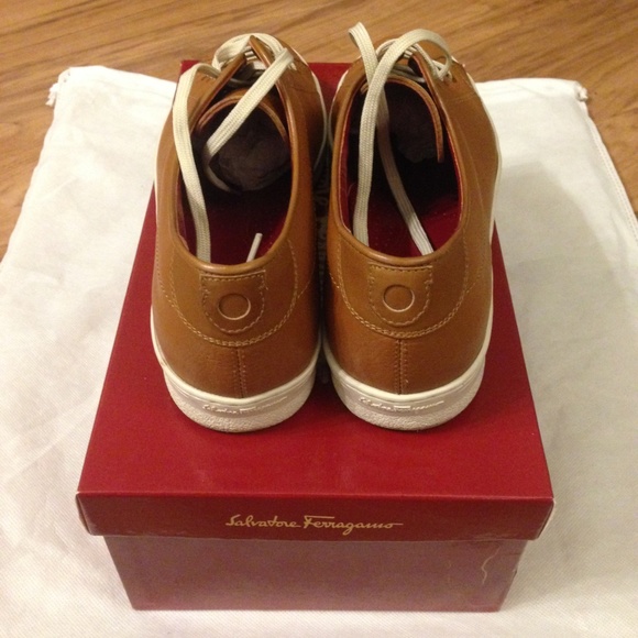Salvatore Ferragamo Tan Leather Sneakers 8.5 - Picture 2 of 10